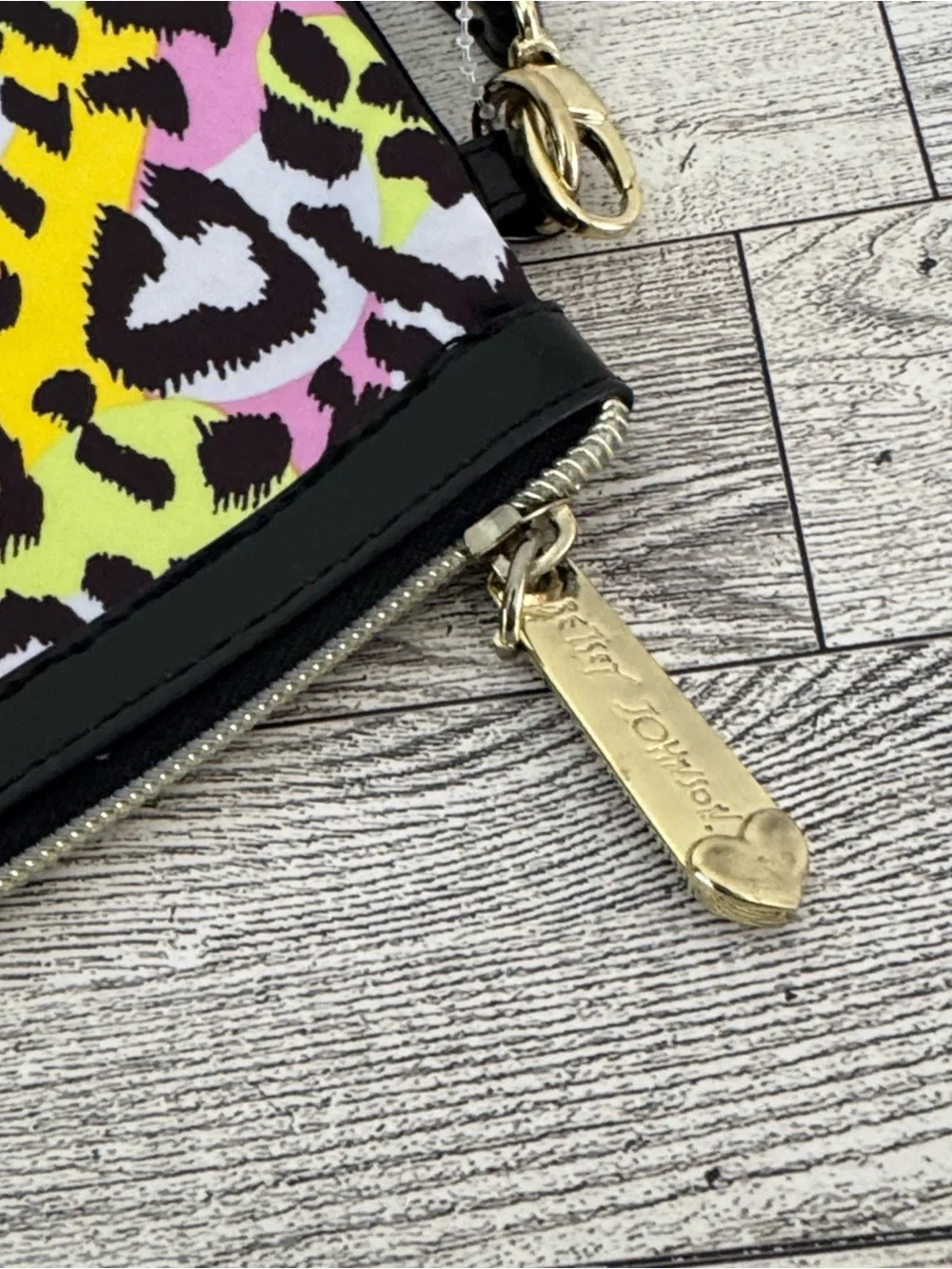 Betsey Johnson Neon Pastel Leopard Print Wristlet NWT